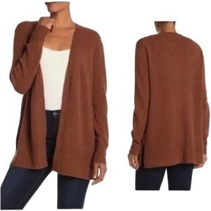 Madewell Women Cozy Walker Ribbed Brown Alpaca Blend Open Cardigan Size M